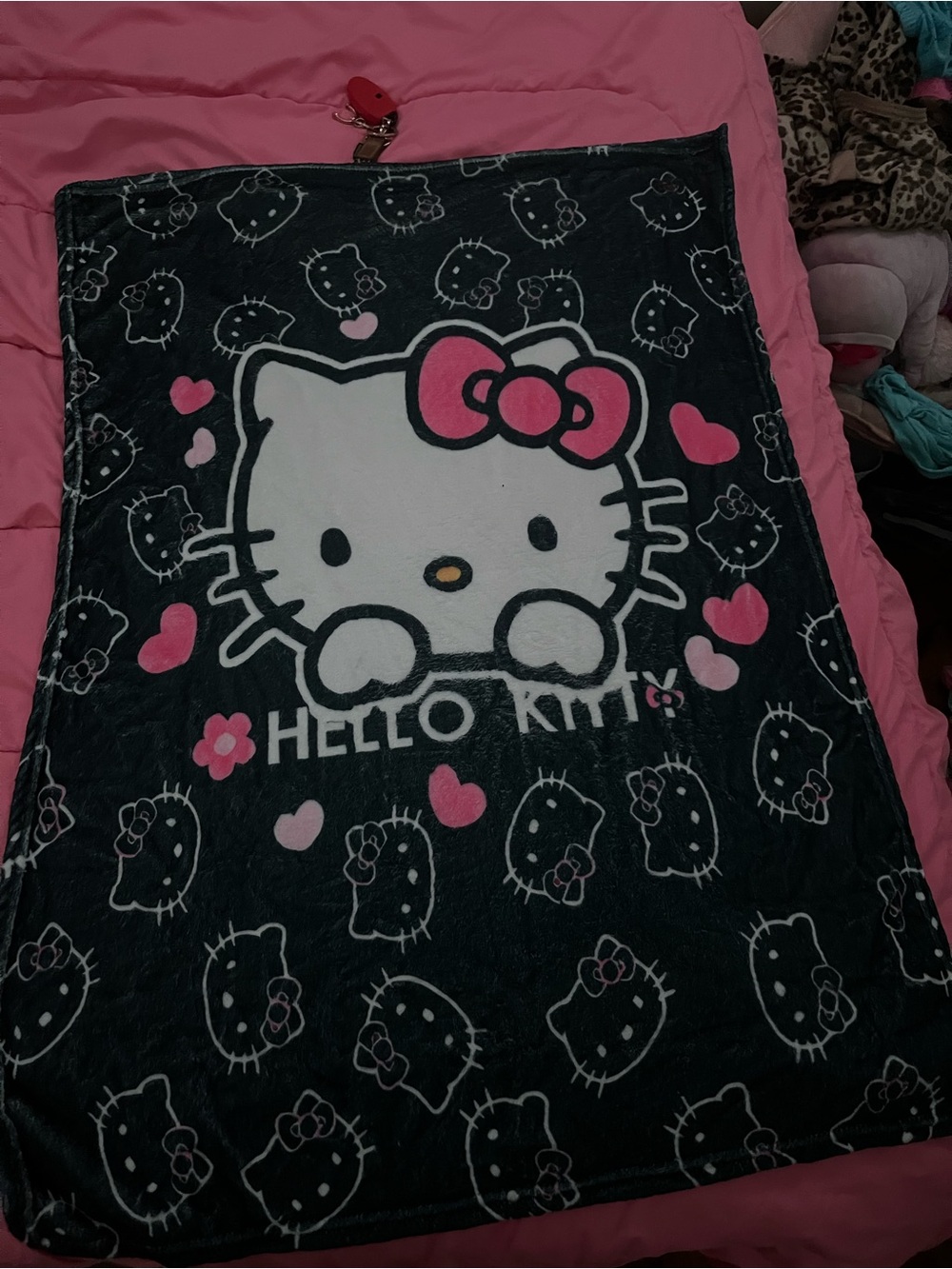 Sanrio Hello Kitty Black and Pink mini Plush Throw